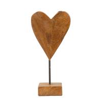 Skulptur Heart Teak Braun, B: 15 cm - Braun, Basics, Holz (15/35/10cm)