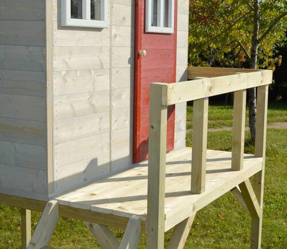 Spielhaus Storch Naturfarben/rot, B: 197 Cm - Rot/Naturfarben, KONVENTIONELL, Holz (197/242/167cm)