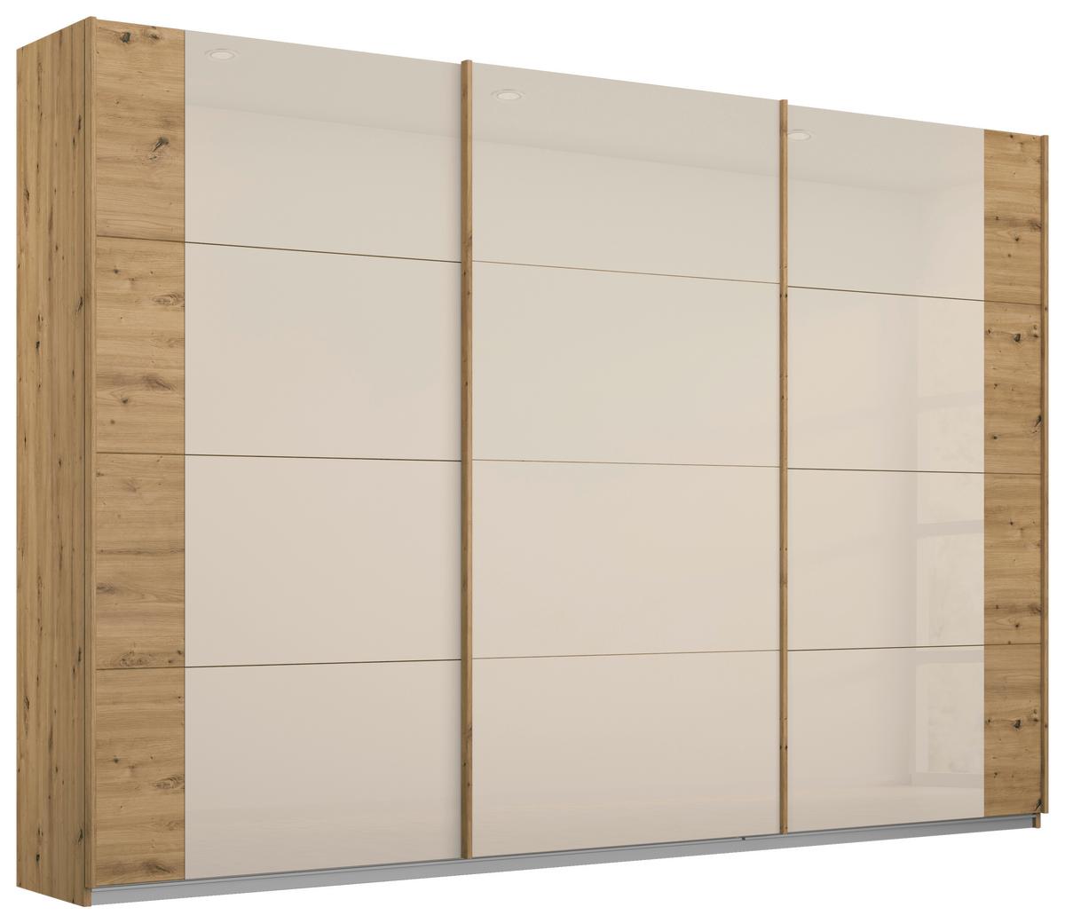 Schwebetürenschrank Artemis B: 271 Cm Champagner/eiche - Champagner/Eiche Artisan, MODERN, Glas/Holzwerkstoff (271/210/62cm) - Rauch Möbel