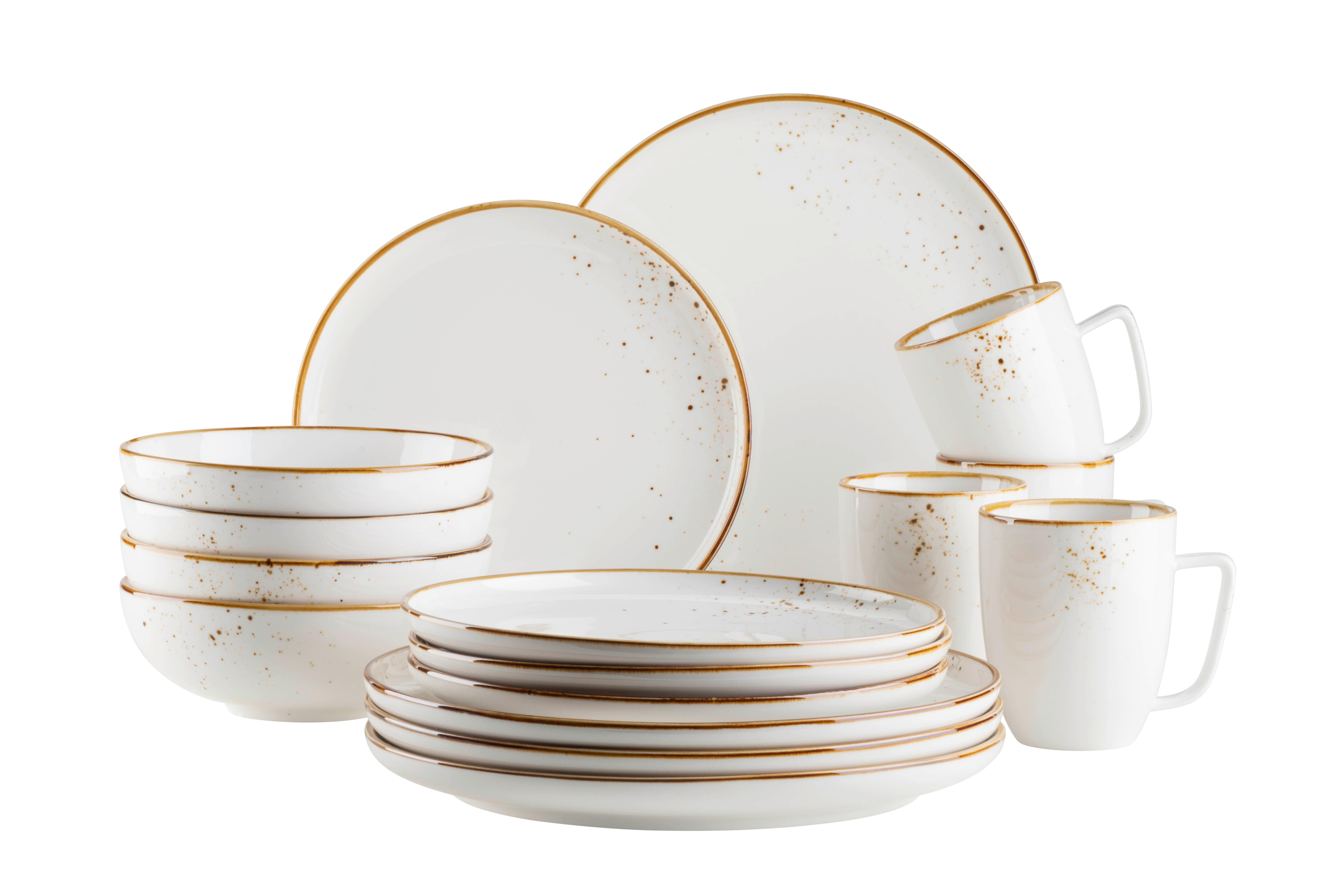 Kombiservice Pintar Braun Weiß 16-teilig - Braun/Weiß, Basics, Keramik - Mäser