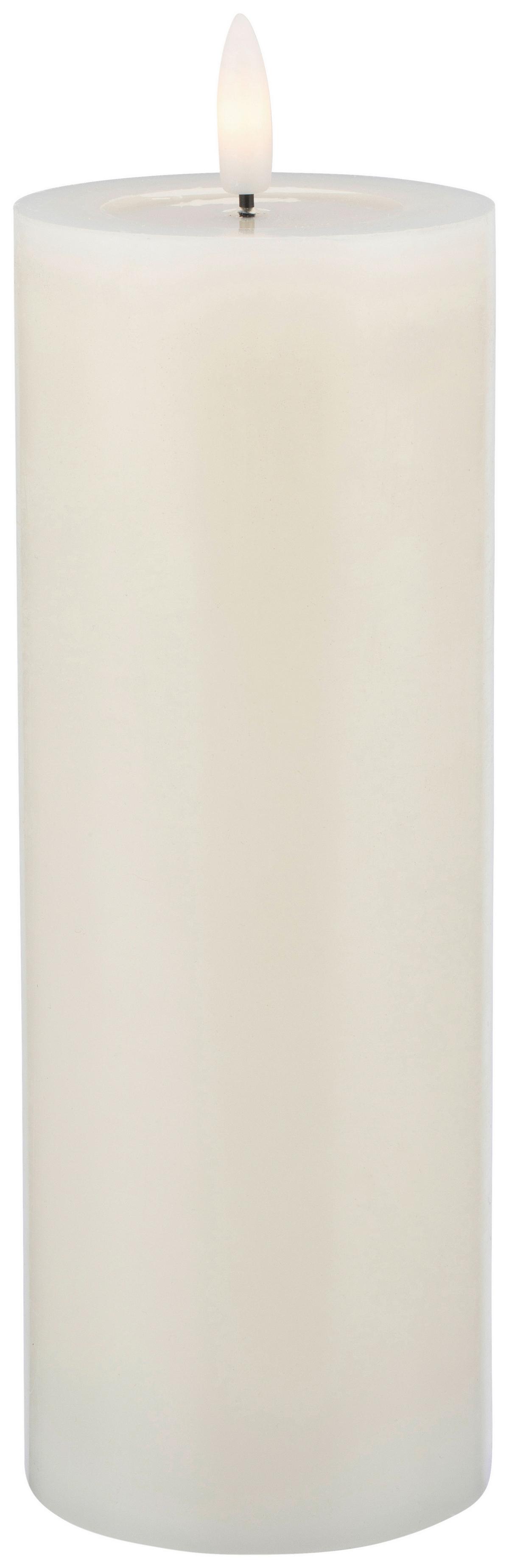 Led-kerze Mara Weiß Mit Timer, Ø/h: 7,5/12,8 Cm - Weiß, Basics, Naturmaterialien/Kunststoff (7,5cm) - James Wood