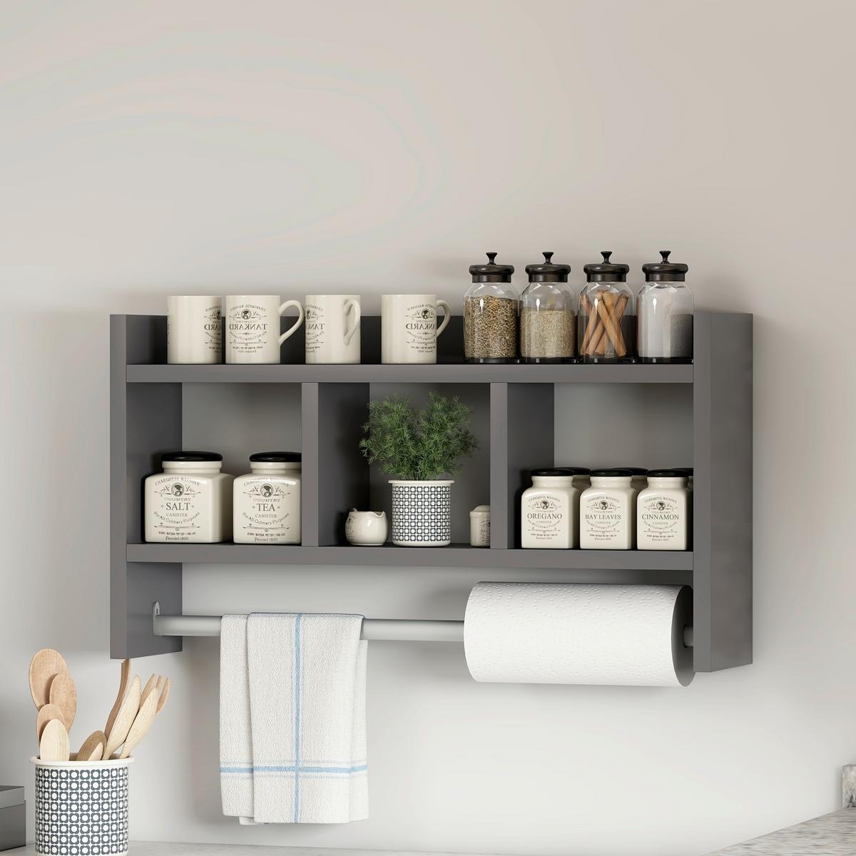 Küchenregal Asya, Anthrazit B: 64 Cm - Anthrazit, Design, Holzwerkstoff (64/35/15cm) - Livetastic