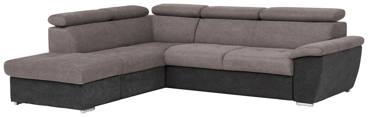 Ecksofa Mit Bettkasten Antero Kopfteile Verstellbar - Chromfarben/Schwarz, Design, Textil (216/262cm) - Livetastic