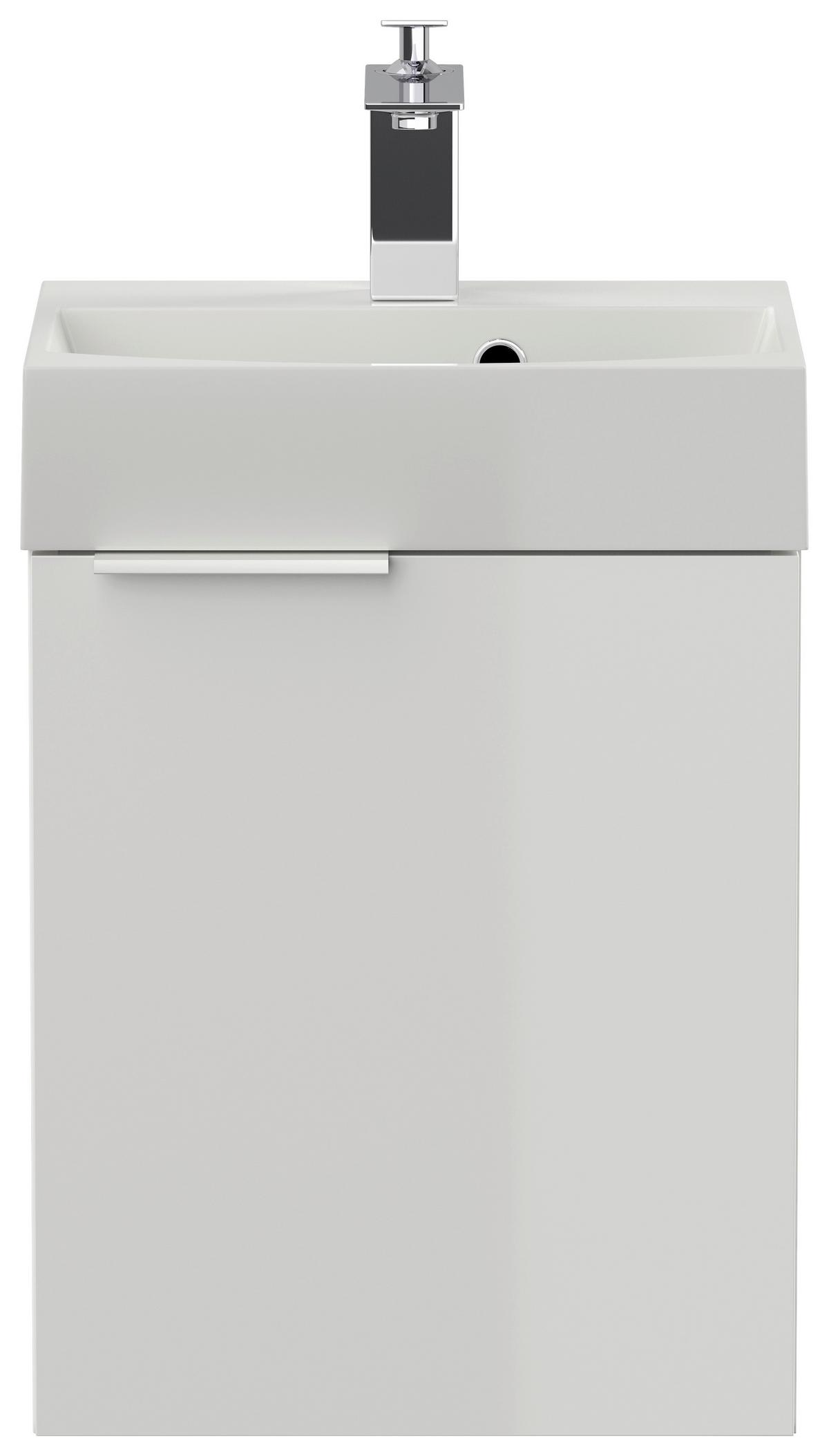 Gästebad Cubi Weiß Hochglanz B: 40 cm - Weiß Hochglanz/Weiß, MODERN, Holzwerkstoff/Stein (40cm) - MID.YOU