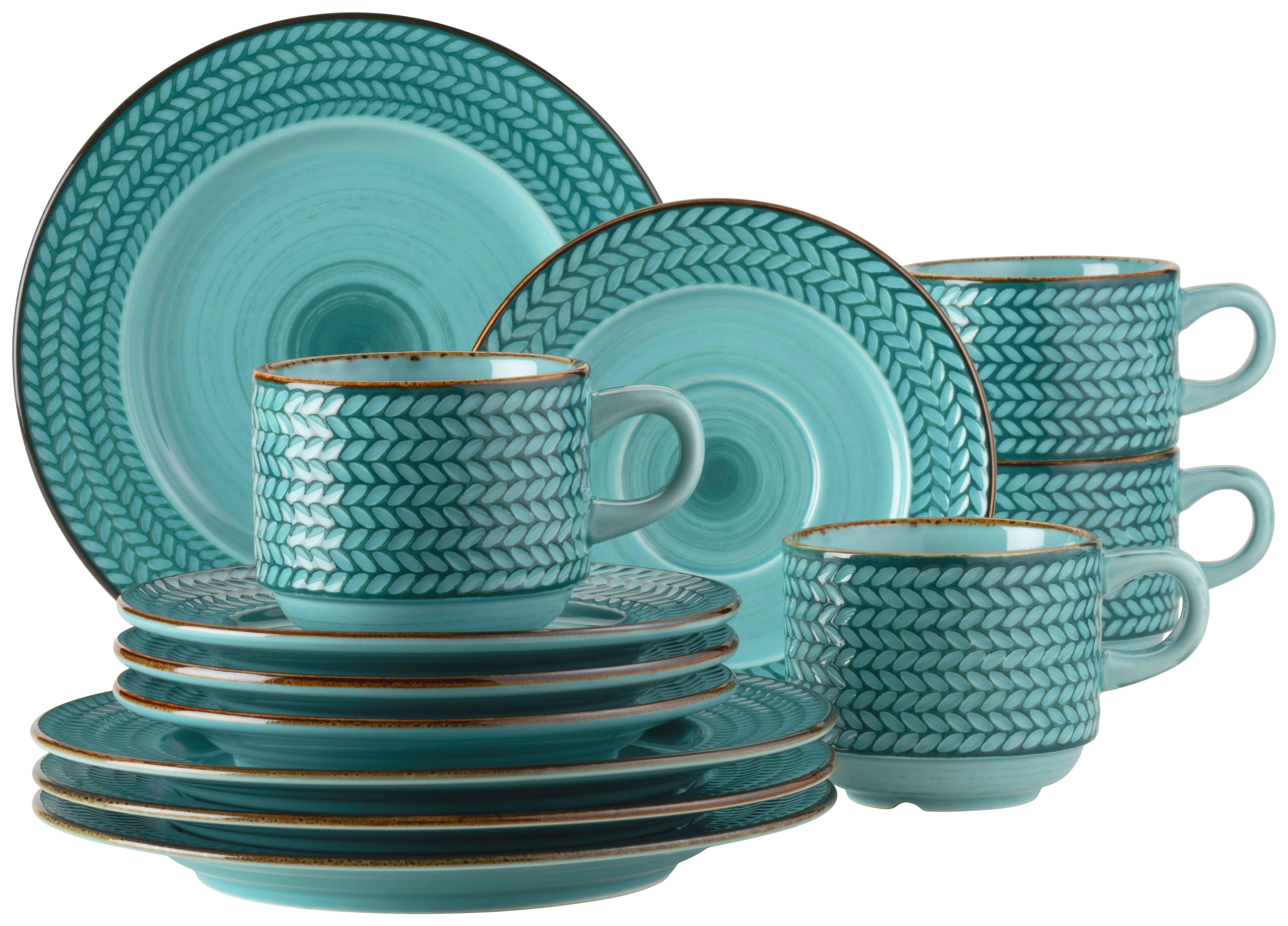 Kaffeeservice Prospero 4 Personen Geschirr Set - Blau, Basics, Keramik (24,5/24,5/22,5cm) - Mäser