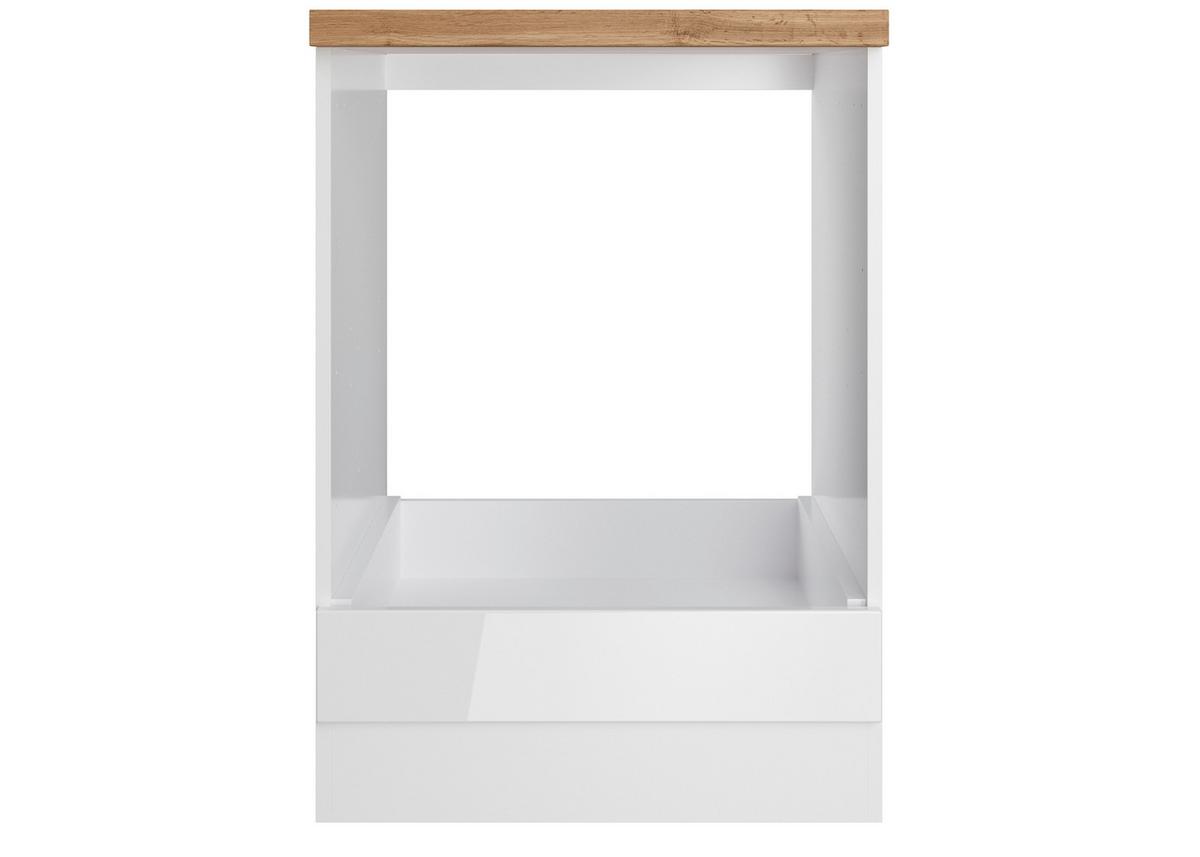 Herdumbauschrank Monza B: 60 Cm Weiß/eiche Dekor - Weiß Hochglanz/Eiche Wotan, LIFESTYLE, Holzwerkstoff (60/86/60cm) - Held