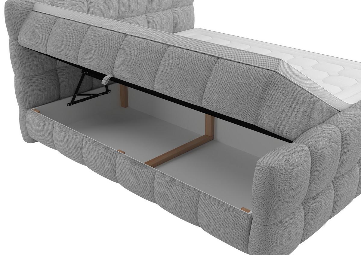 Boxspringbett Brisbane inkl. Bettkasten 160x200 - Hellgrau/Schwarz, Trend, Holz/Holzwerkstoff (160/200cm) - Sembella