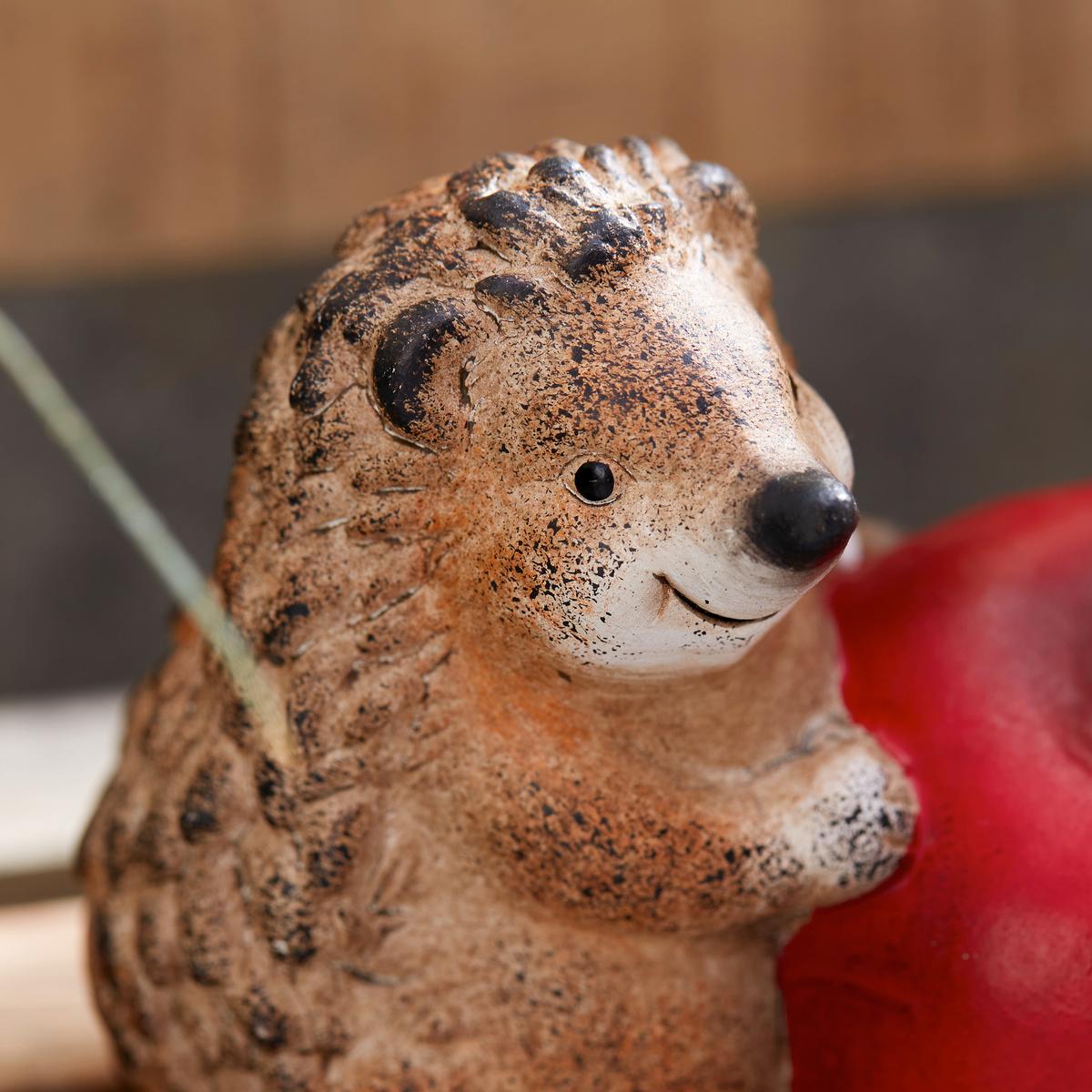 Dekofigur Igel H: 8,7 cm Keramik für Indoor - Rot/Braun, KONVENTIONELL, Keramik (10,5/6/8,7cm) - Ondega