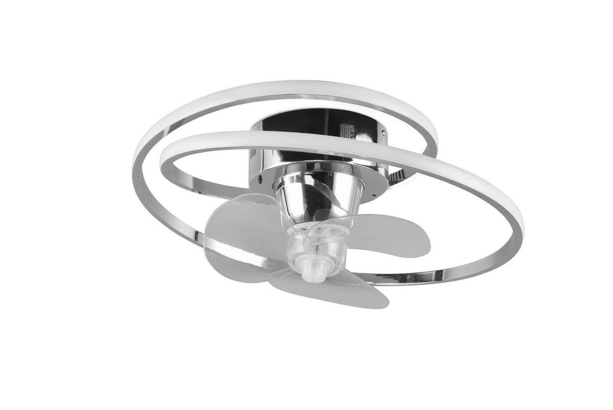 Deckenventilator Umea Chromfarben Transparent D:50cm - Chromfarben/Transparent, Design, Kunststoff/Metall (50/20cm)