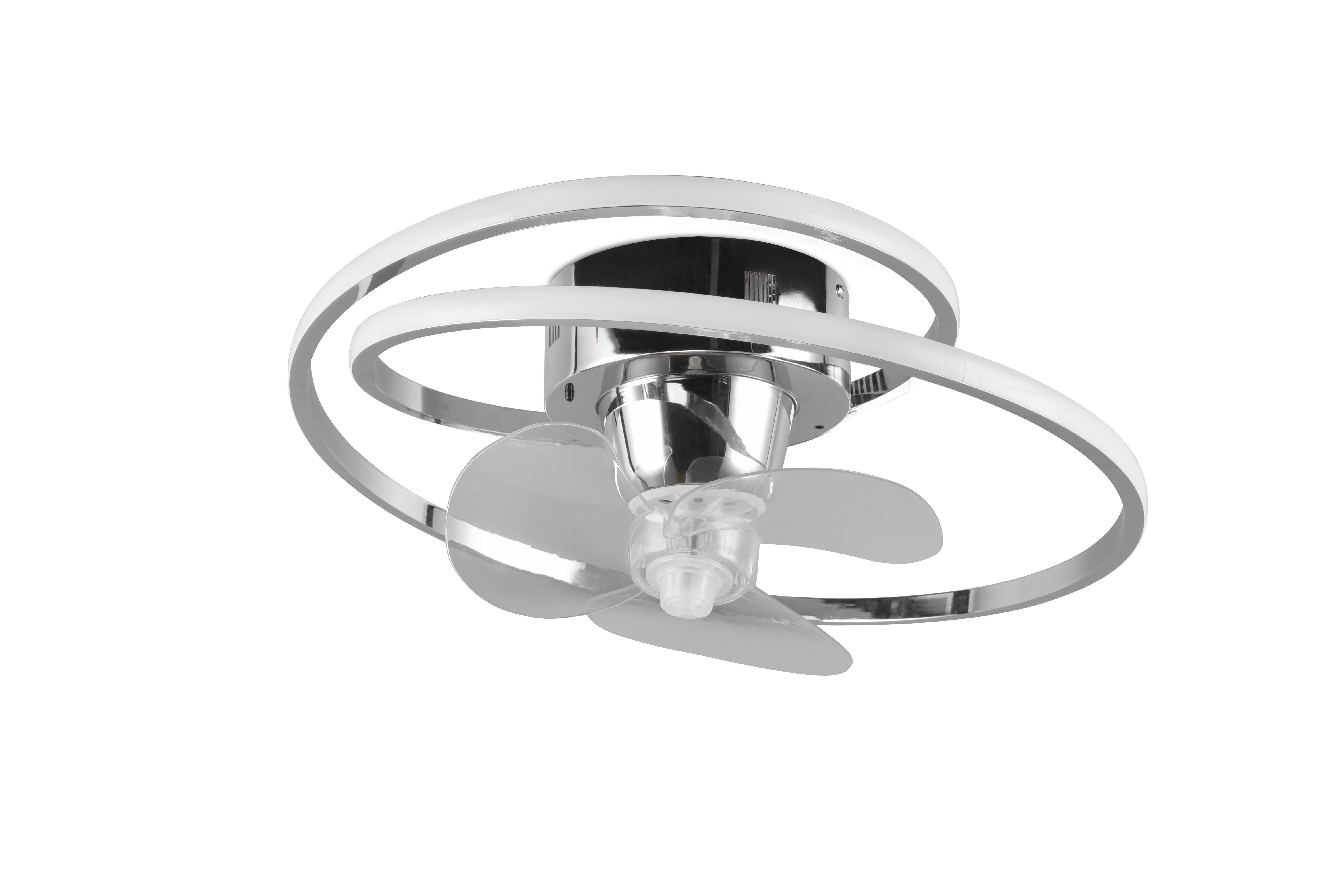 Deckenventilator Umea Chromfarben Transparent D:50cm