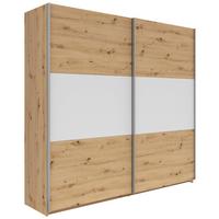 Schwebetürenschrank 218 cm Saturn Weiß Dekor - Eichefarben/Weiß, KONVENTIONELL, Holzwerkstoff (218/210/59cm)