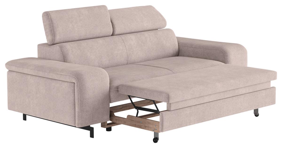 3-Sitzer-Sofa Emma Mit Liegefunktion Creme B: 217 cm - Creme/Schwarz, Textil (217/81/100cm) - MID.YOU