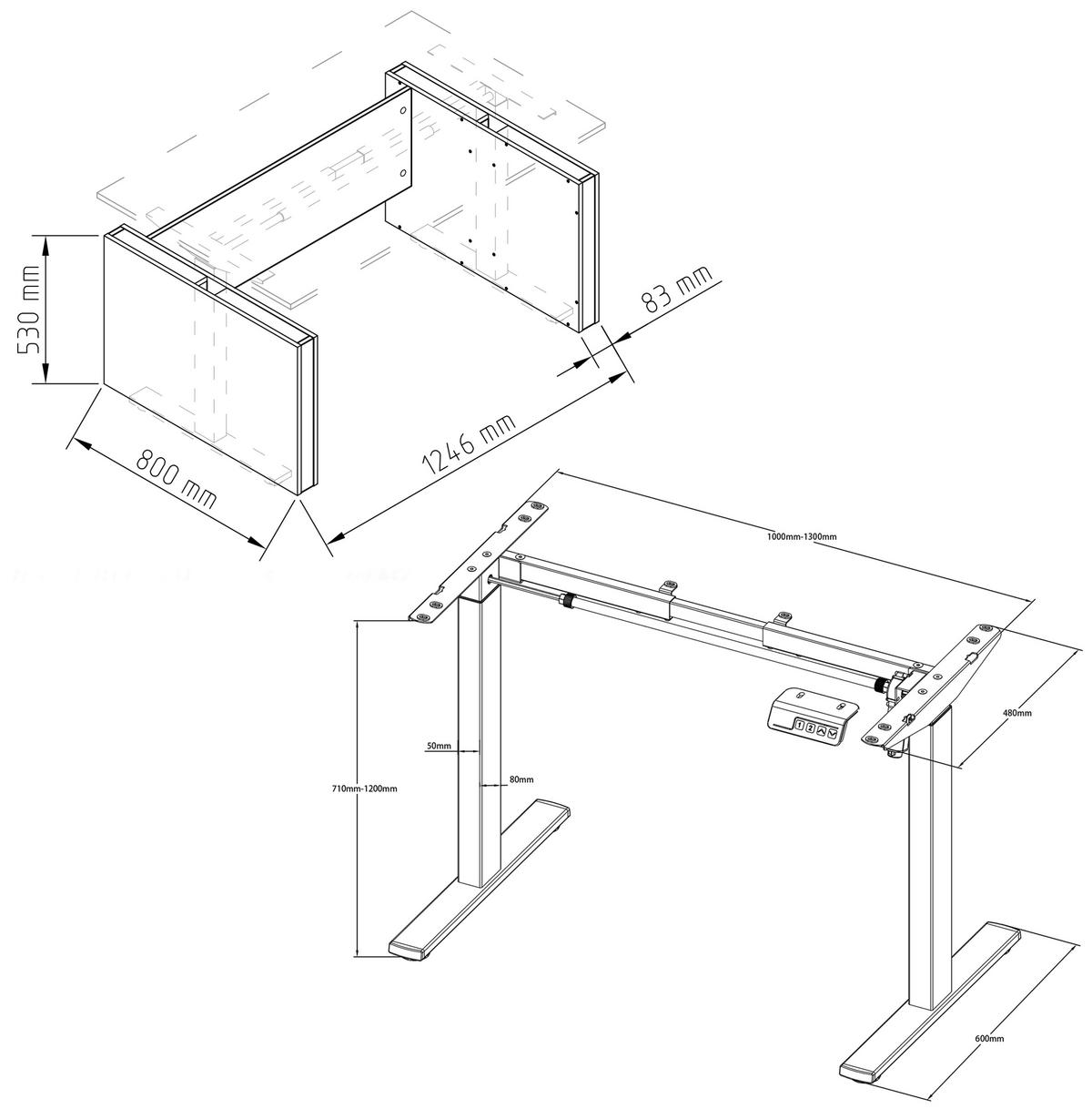 Schreibtisch E-Salia Schwarz/ Anthrazit/Honigeiche L: 138cm - Honigeiche/Anthrazit, KONVENTIONELL, Holzwerkstoff (138/80/73-122cm) - MID.YOU