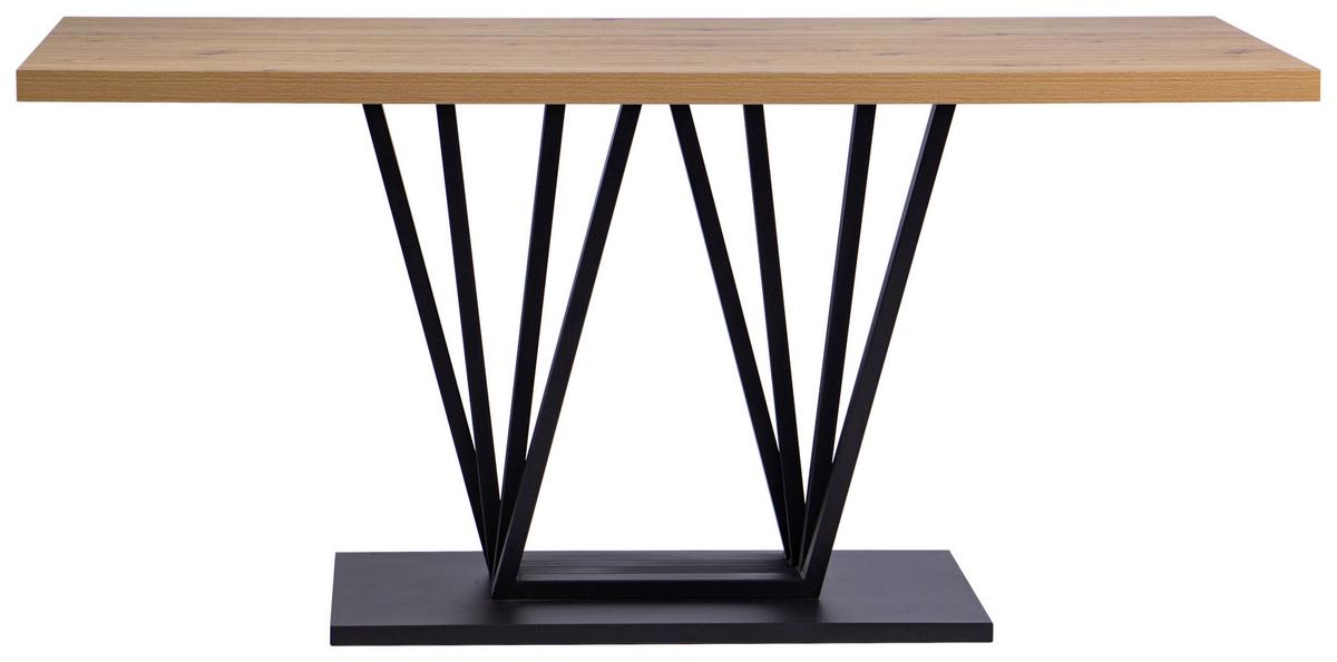 Esstisch Brad Eiche Artisan B: 160 cm - Schwarz/Eiche Artisan, KONVENTIONELL, Holzwerkstoff/Metall (160/75/90cm) - MID.YOU