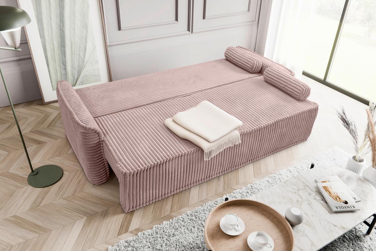 Schlafsofa Grubs Rosa B: 225cm - Schwarz/Rosa, Basics, Holz/Textil (225/96/93cm) - MID.YOU