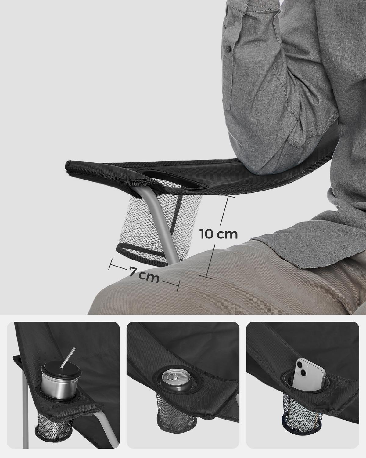 Campingsessel 2-tlg. Set, Inkl. Tragetasche, B: 86 Cm - Silberfarben/Schwarz, Basics, Textil/Metall (84/81/52cm) - Modante