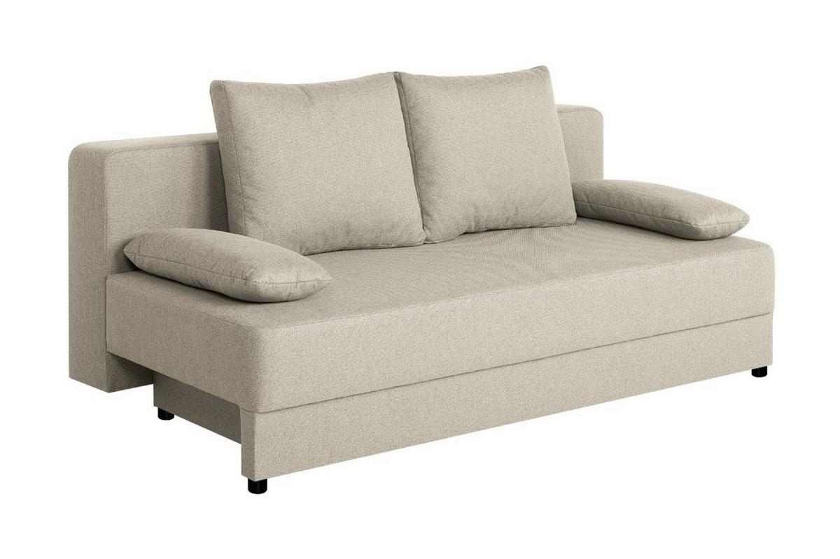 Pohovka LIA, béžová, s lôžkom a úložným priestorom - čierna/béžová, Basics, kompozitné drevo/textil (200/90/103cm)