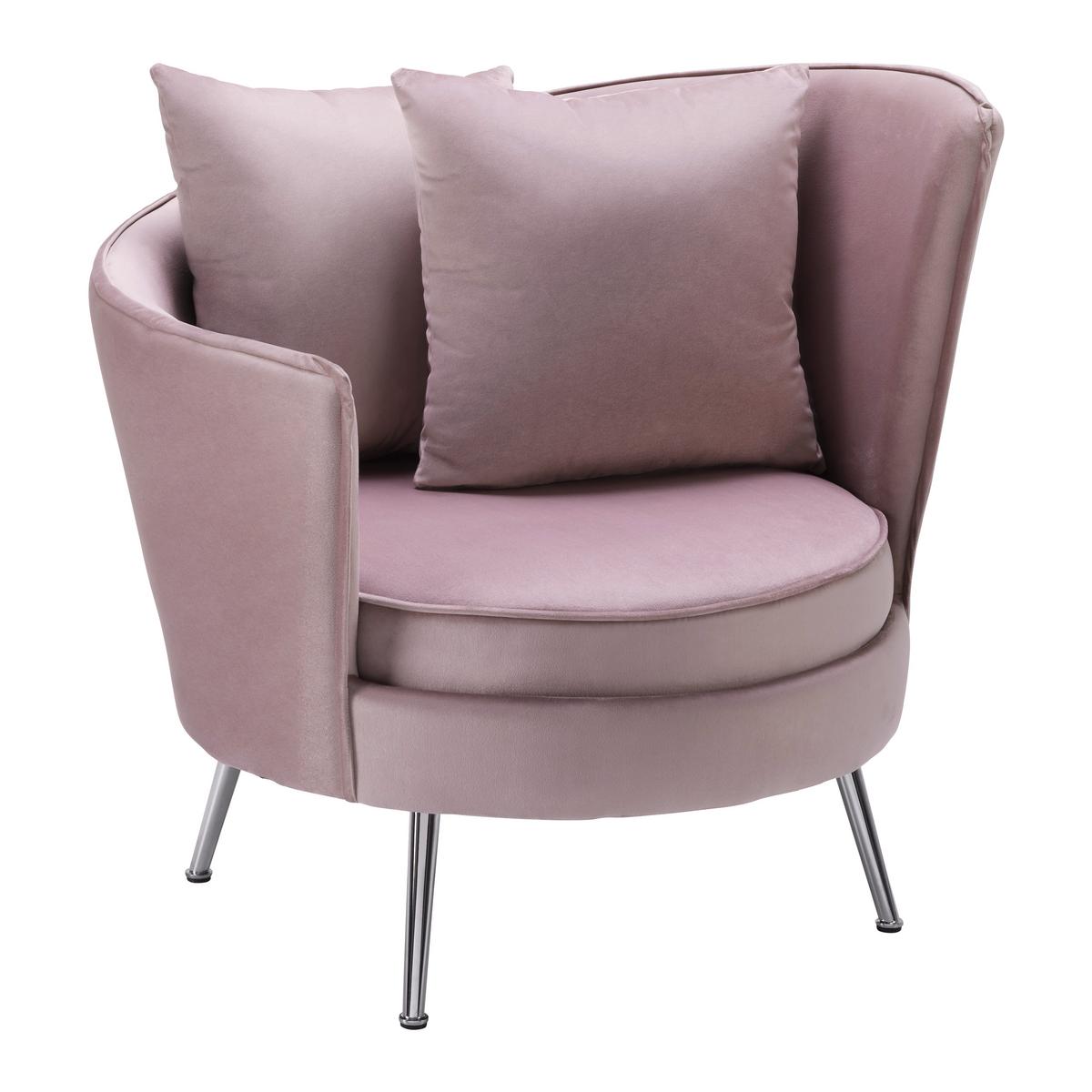 Křeslo Cherie růžová - růžová/barvy chromu, Moderní, kov/textil (87/84/85cm) - Bessagi Home