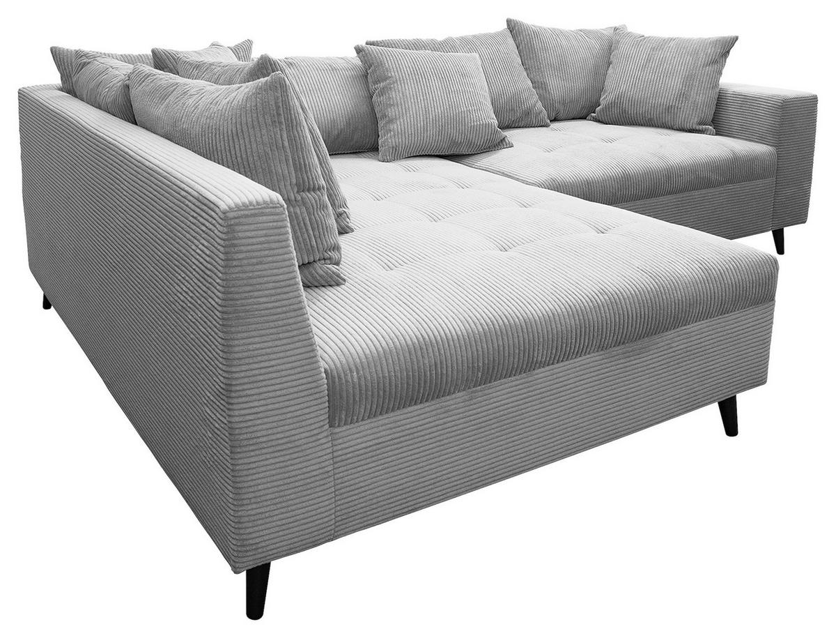 Ecksofa Pruno, Hellgrau S: 174x247 Cm - Hellgrau/Schwarz, Design, Textil (174/247cm) - MID.YOU