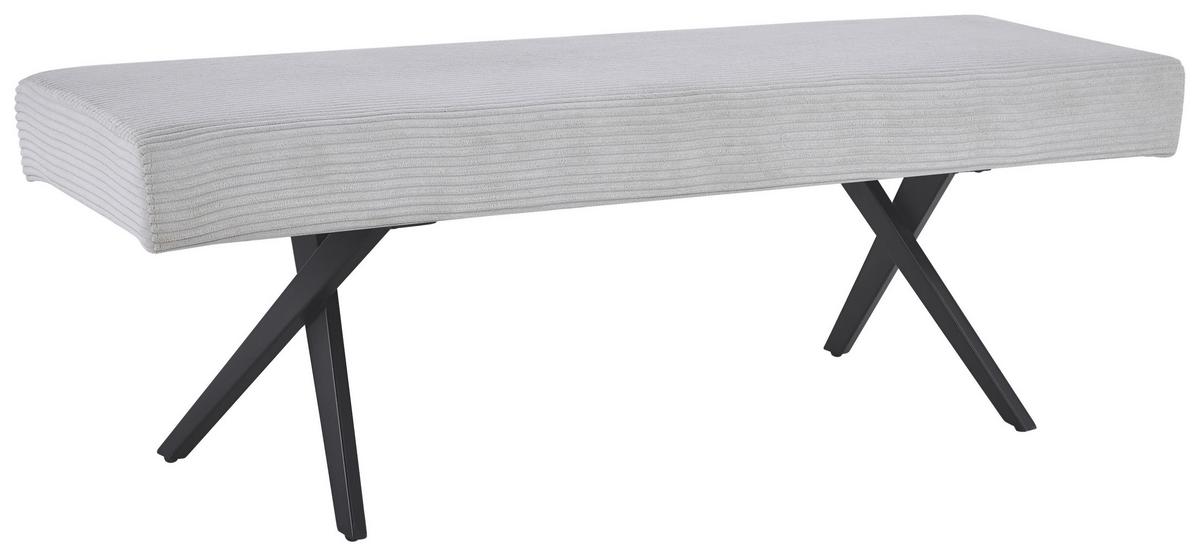 Sitzbank Chios Ohne Lehne Cord Beige, B: 140 Cm - Beige/Schwarz, KONVENTIONELL, Textil/Metall (140/49/47cm) - MID.YOU