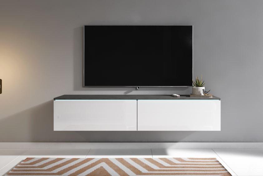 Nízka komoda s LED antracit/biela VL - sivá/biela s vysokým leskom, Lifestyle, kompozitné drevo/plast (140/30/33cm) - P & B