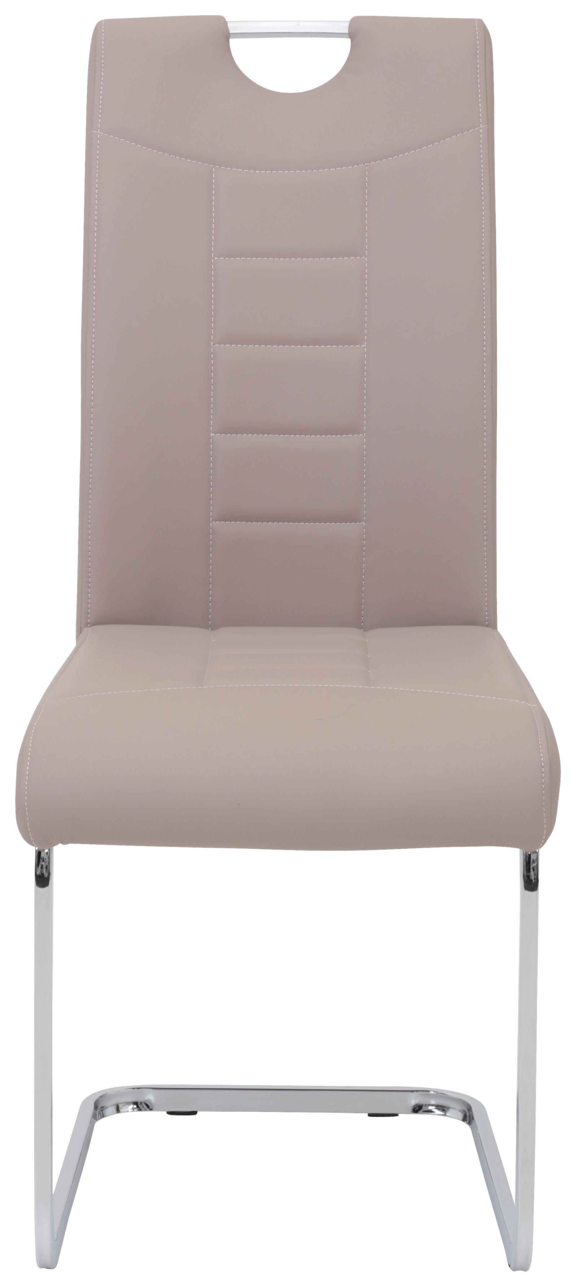 Schwingstuhl Ruby S Cappuccino Gepolstert 4er-Set - Chromfarben/Weiß, MODERN, Textil/Metall (44/104/57,5cm) - MID.YOU