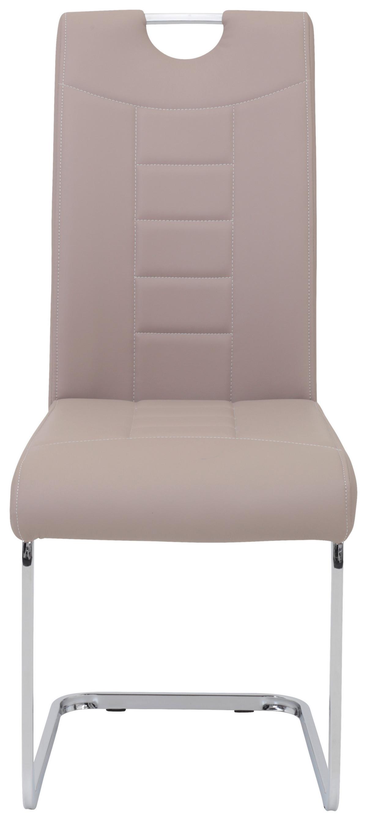 Schwingstuhl Ruby S Cappuccino Gepolstert 2er-Set - Chromfarben/Weiß, MODERN, Textil/Metall (44/104/57,5cm) - MID.YOU