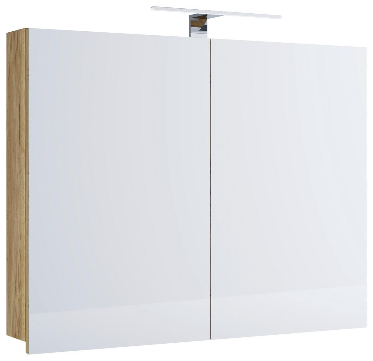 Spiegelschrank Badinos Honigeiche B: 80 cm - Honigeiche, MODERN, Glas/Holzwerkstoff (80/59,2/12cm) - MID.YOU