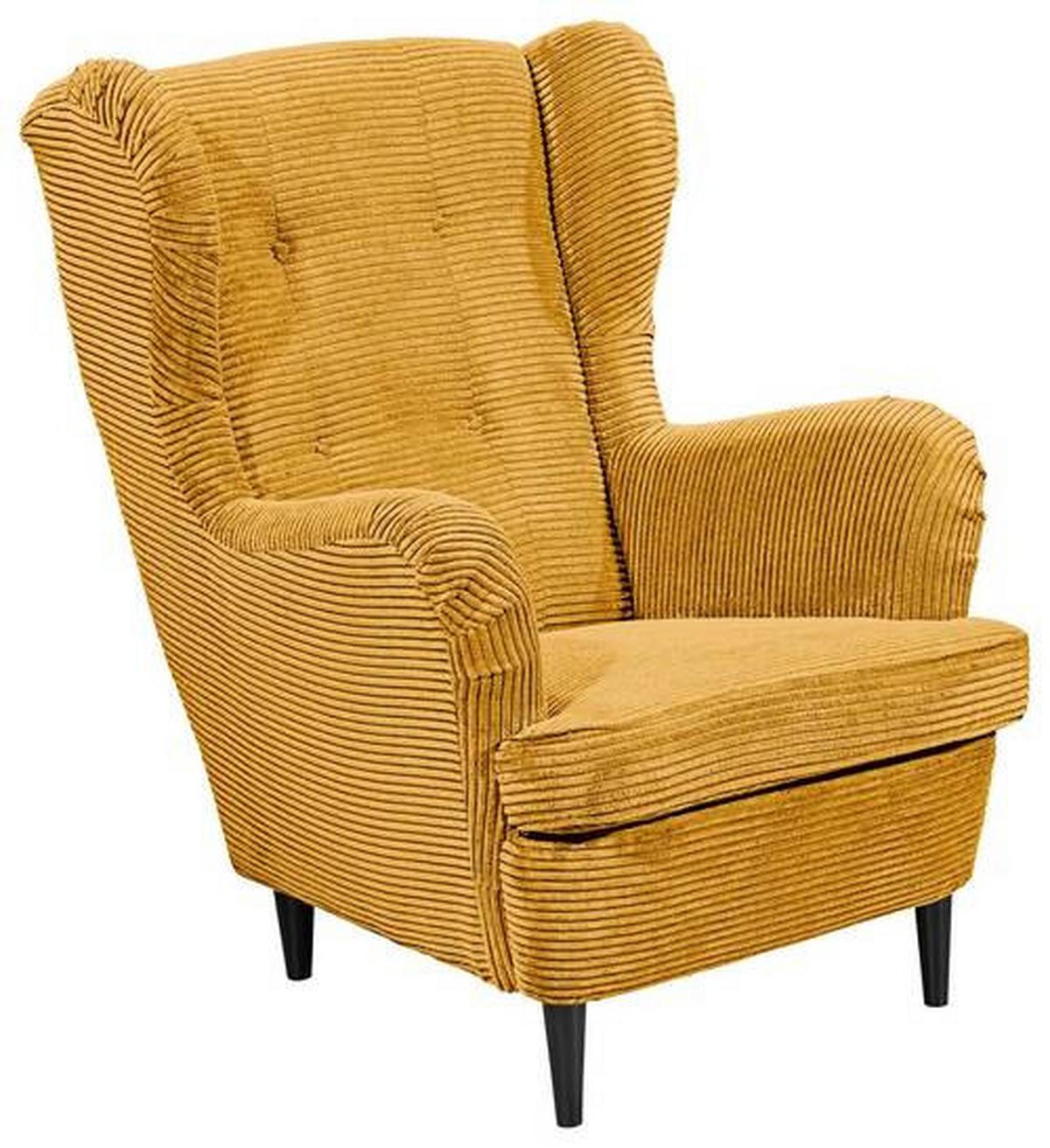 Ohrensessel Oskar Gelb B: 78 Cm - Gelb/Schwarz, Basics, Textil (78/102/98cm) - MID.YOU
