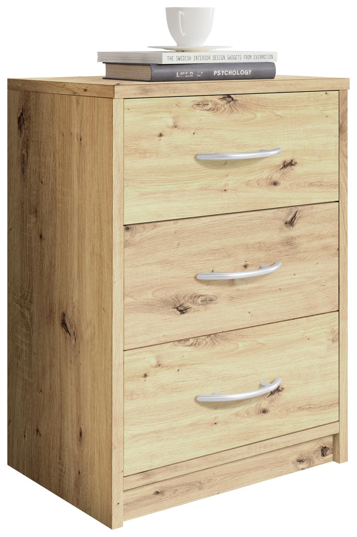 Nachtkästchen Pepe B: 38,5 cm Artisan Eiche - Eichefarben/Schwarz, Basics, Holzwerkstoff (38,5/54/28,2cm) - P & B