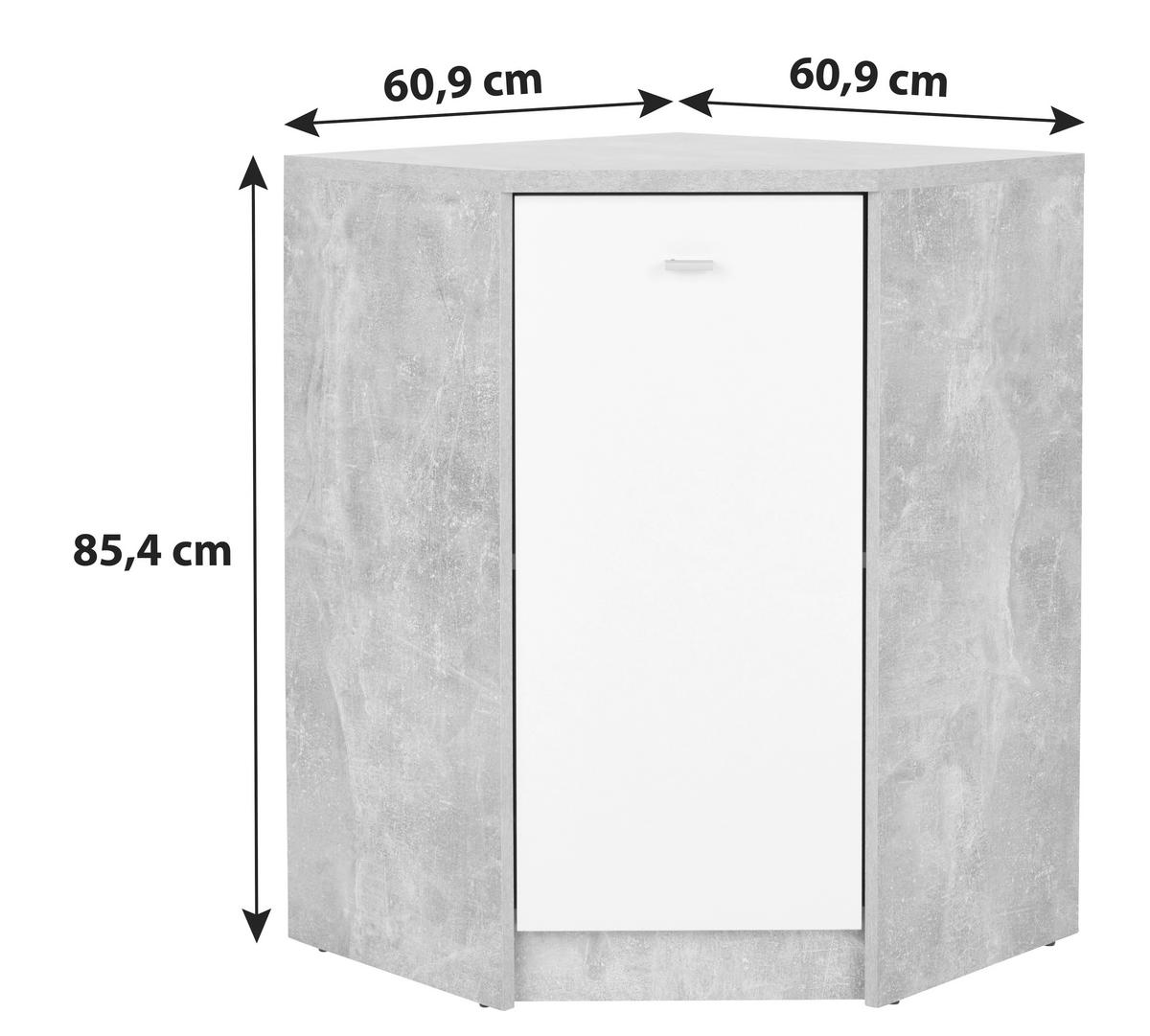 Sarokkomód 4-You - tölgyfa színű/fehér, Modern, faalapú anyag (60,9/85,4/60,9cm)