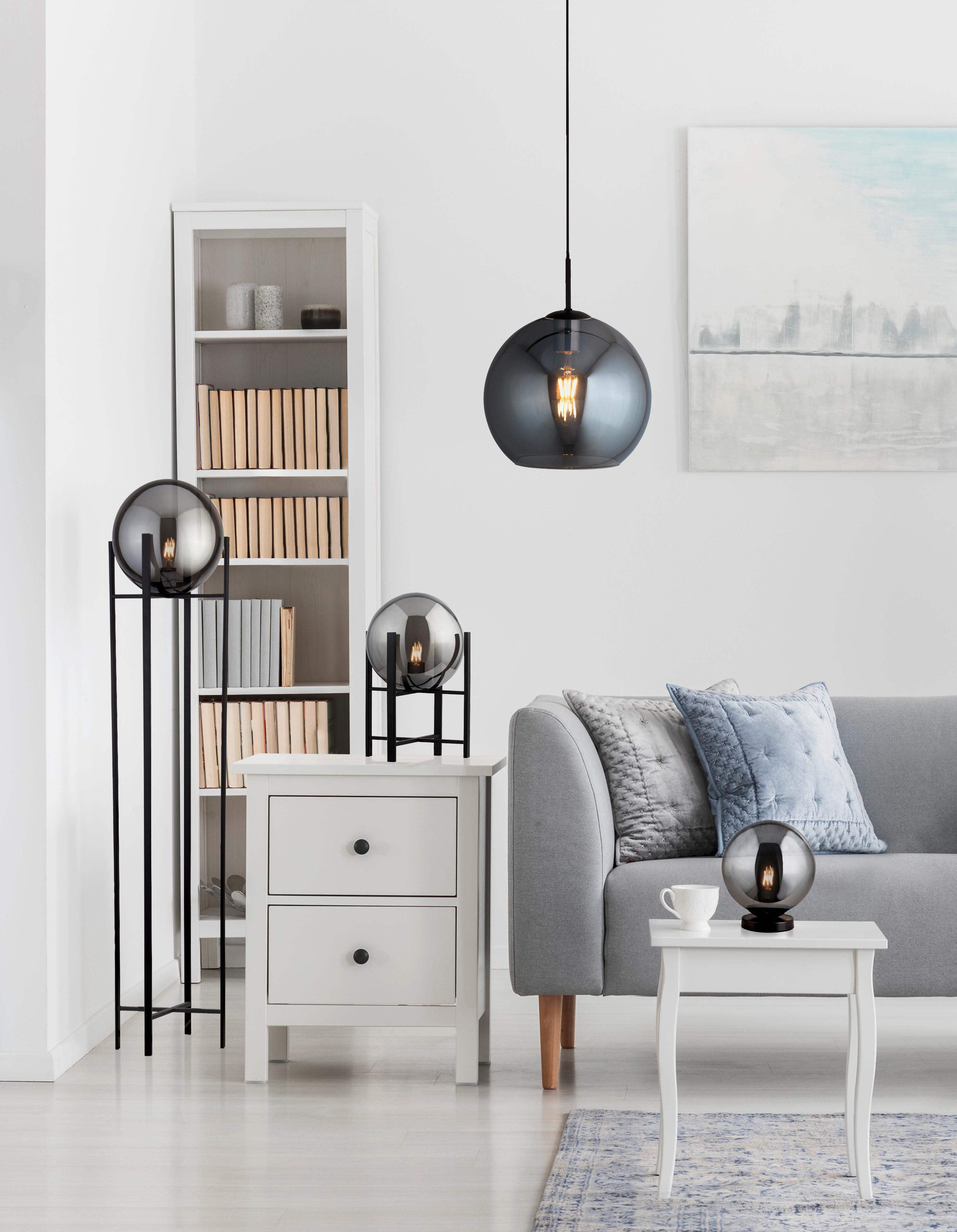 Hängeleuchte Amsterdam H: 120 cm 1-Flammig - Schwarz, Design, Glas/Metall (30/120cm)