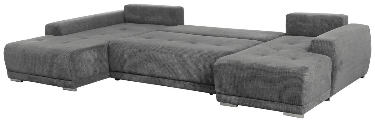 Wohnlandschaft Madeleine Grau U: 203x350x180cm - Silberfarben/Schwarz, Design, Textil (203/350/180cm) - MID.YOU