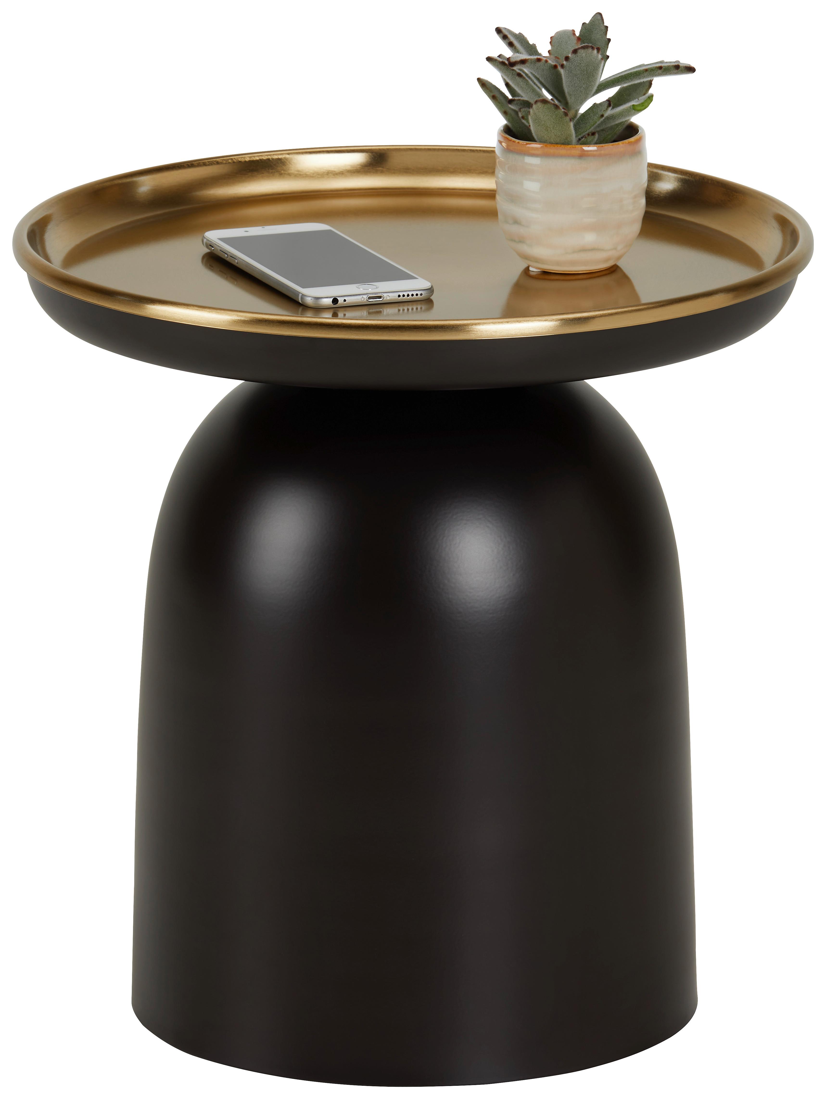 Odkládací Stolek Criss & Cross - černá/barvy zlata, Moderní, kov/kompozitní dřevo (38/39cm) - Modern Living
