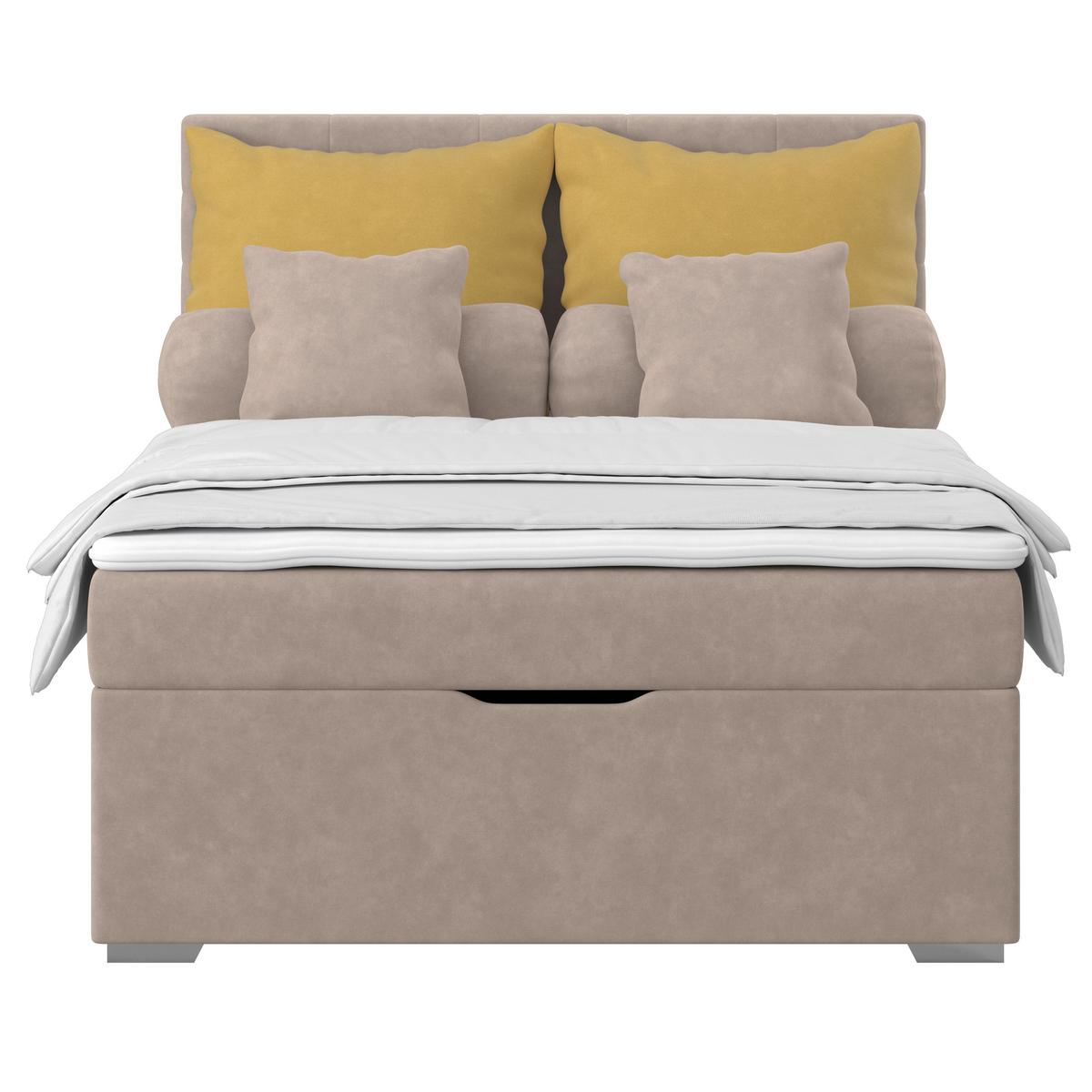 Čalúnená posteľ ADRIA 140x200 cm, cappuccino - cappuccino/chrómová, Konventionell, drevo/textil
