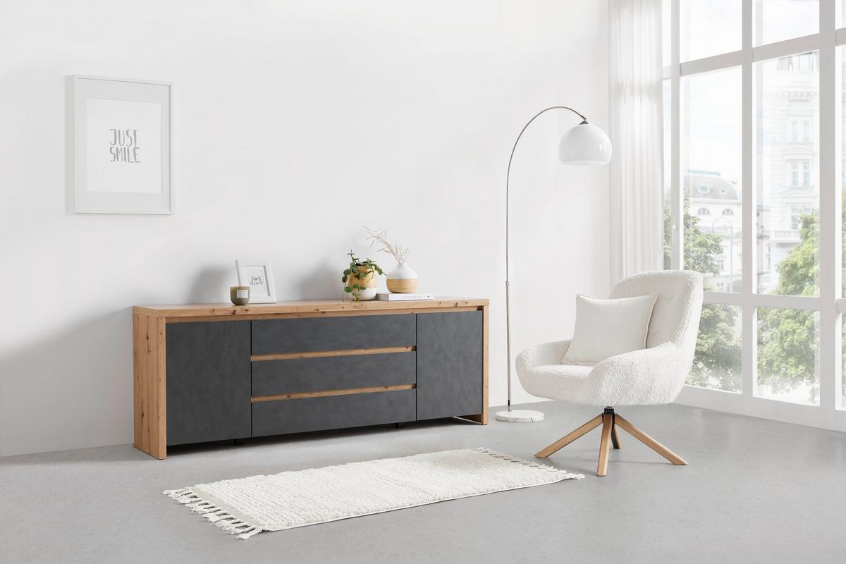 Kommode 190cm Larios Eiche Dekor/grau - Eiche Artisan/Grau, MODERN, Holzwerkstoff (190/71/40cm)