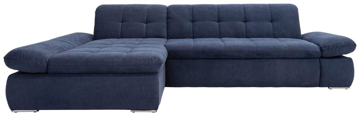 Ecksofa Moric Dunkelblau Mikrofaser - Chromfarben/Dunkelblau, KONVENTIONELL, Textil (172/300cm) - MID.YOU