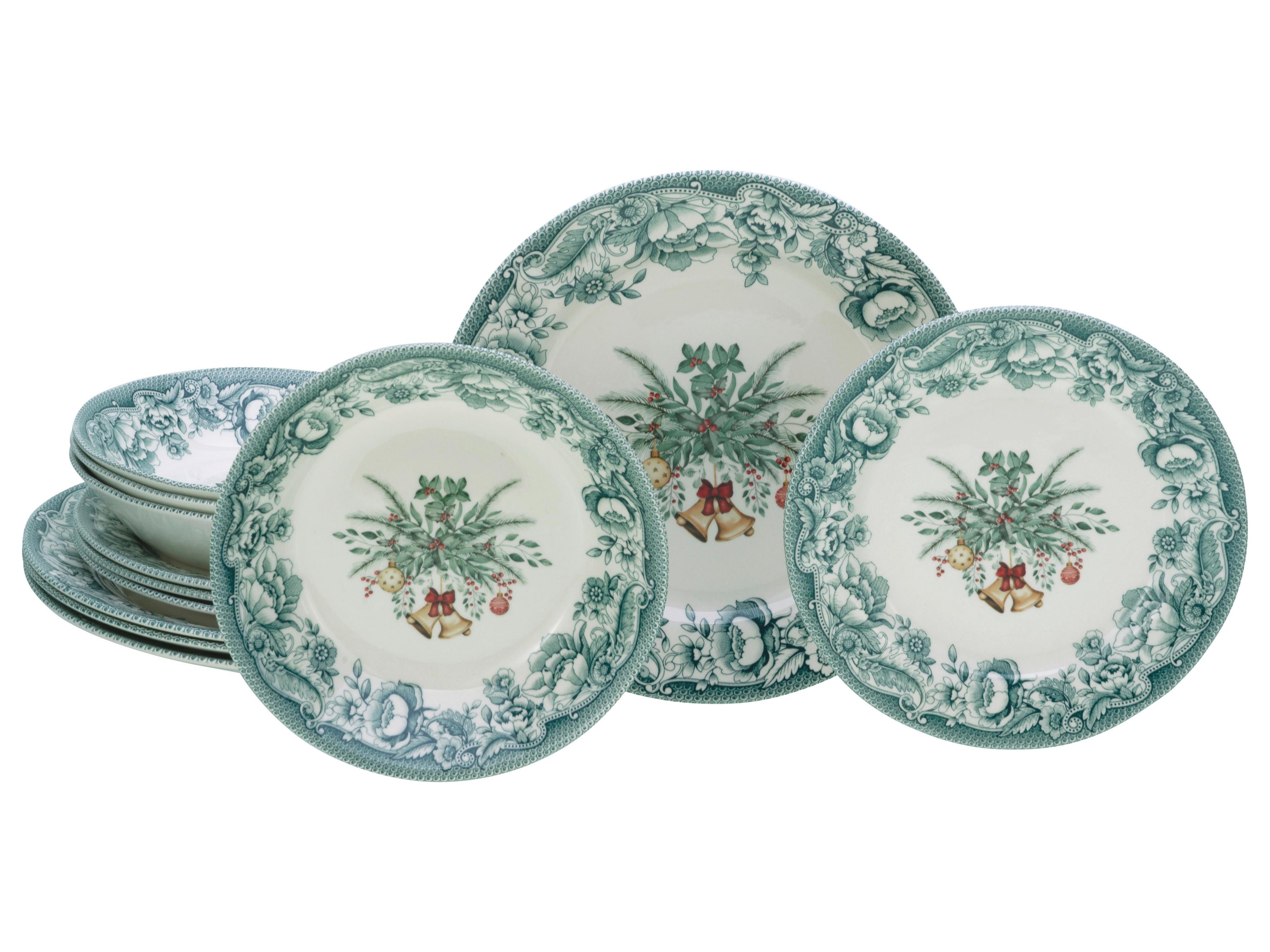 Tafelservice Weihnachten 12--Teilig., Grün - Grün, Basics, Keramik - Creatable