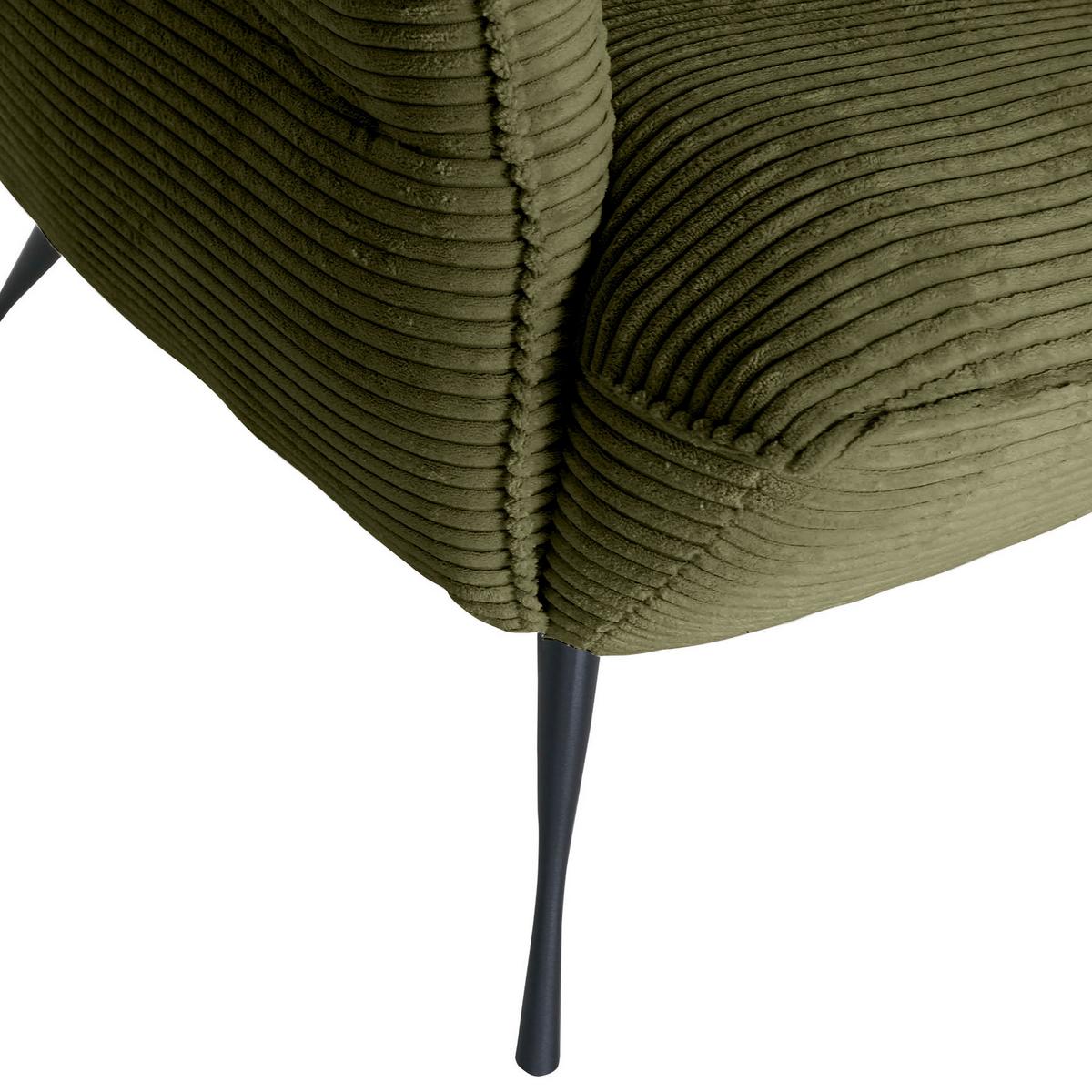 Ohrensessel Lorris - Dunkelgrün/Schwarz, KONVENTIONELL, Textil (83/110/92cm) - MID.YOU