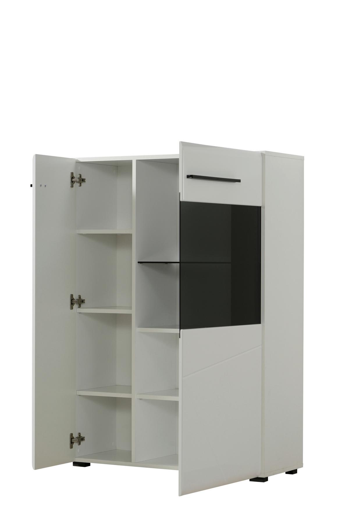 Vitrin Trentino - fehér, Modern, faalapú anyag/Üveg (87,5/124/35cm)