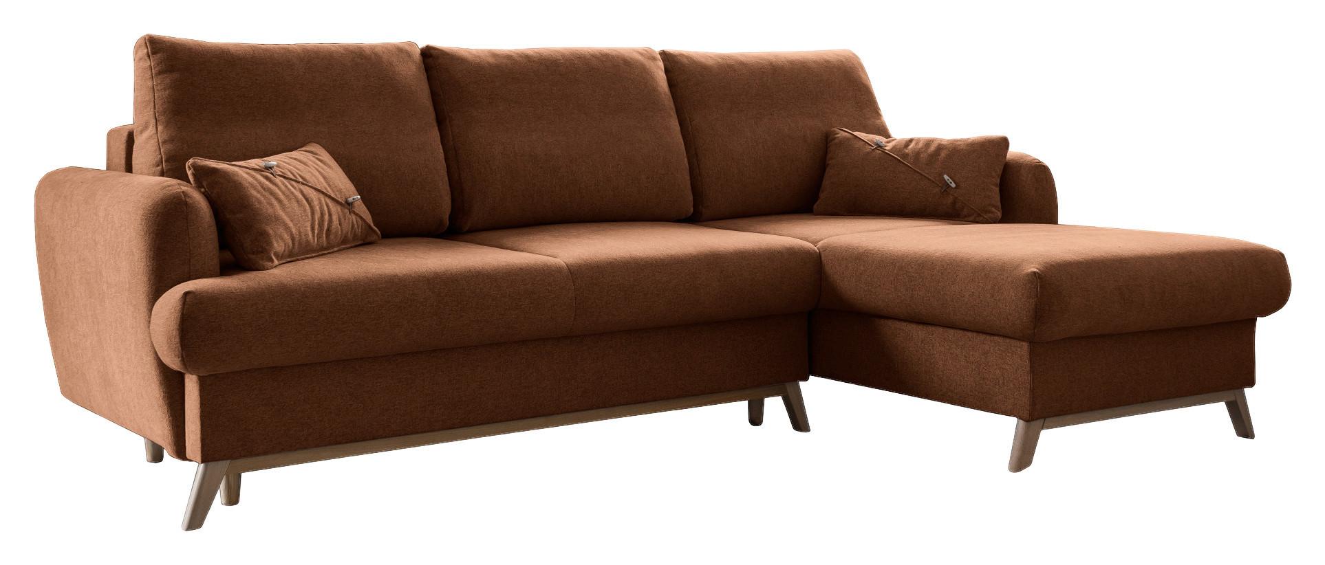 Ecksofa Scandic Lagom Rot S: 235x157 cm - Terracotta/Naturfarben, Textil (235/157cm) - MID.YOU