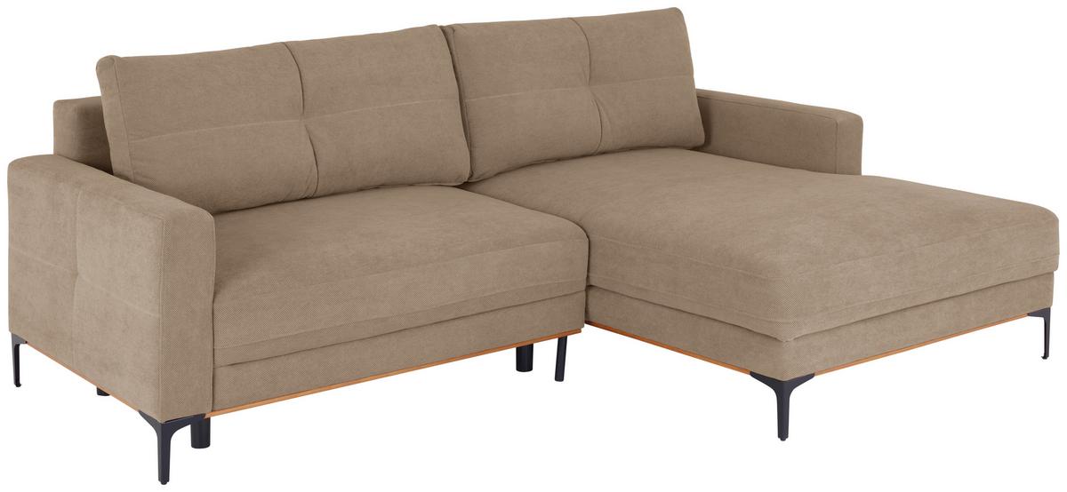 Rohová sedačka BERGAMO, pravá, světle hnědá - černá/světle hnědá, Moderní, kov/textil (238/162cm) - Ondega