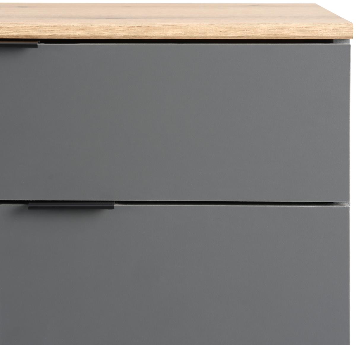 Kommode Clever Anthrazit B: 70 cm - Eichefarben/Anthrazit, MODERN, Holzwerkstoff (70/92/38cm)
