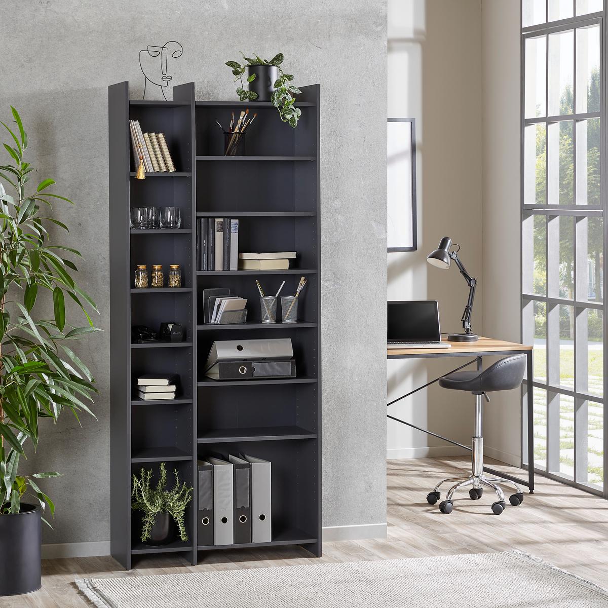 Regal Lenny Pr 23083-Reg/191/80 - Anthrazit/Schwarz, MODERN, Holzwerkstoff (80/191/31,8cm)