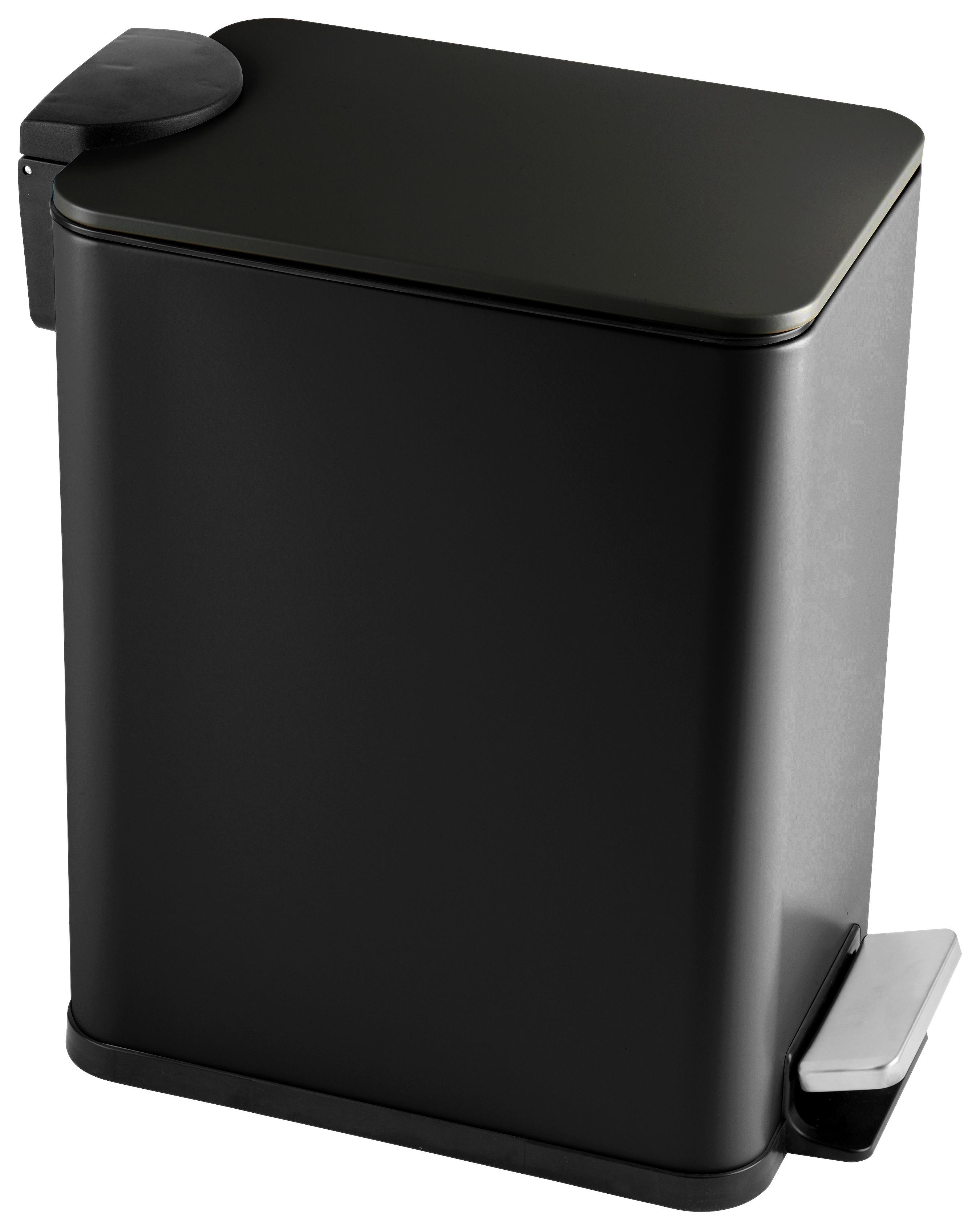 Treteimer Lennard - Schwarz, KONVENTIONELL, Kunststoff/Metall (41,2/23/43cm) - Luca Bessoni