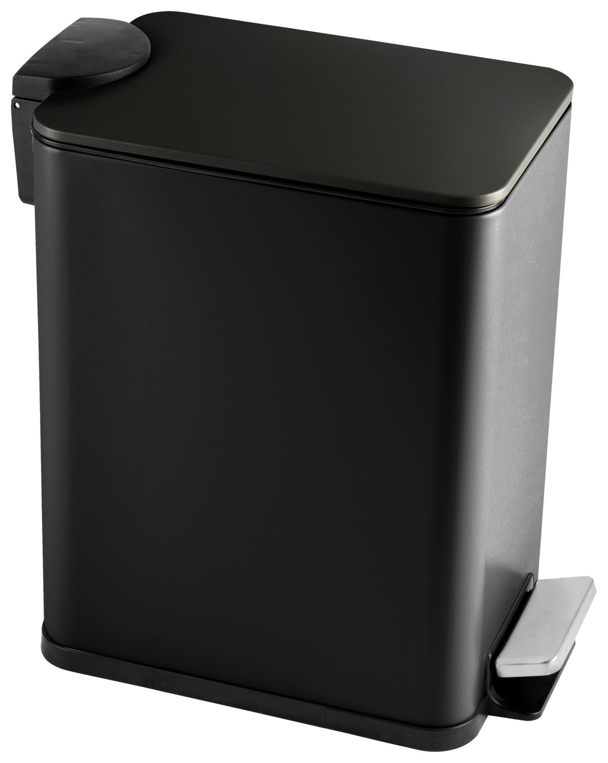 Treteimer Lennard - Schwarz, KONVENTIONELL, Kunststoff/Metall (41,2/23/43cm) - Luca Bessoni