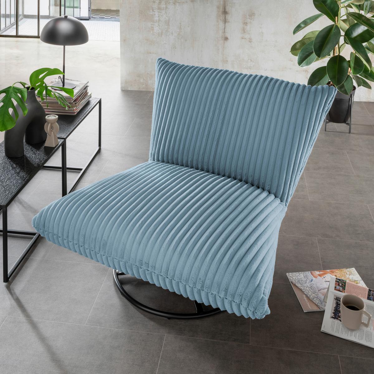 Relaxsessel Cremona Hellblau B: 100 Cm - Schwarz/Hellblau, Design, Textil (100/78/96cm) - Livetastic