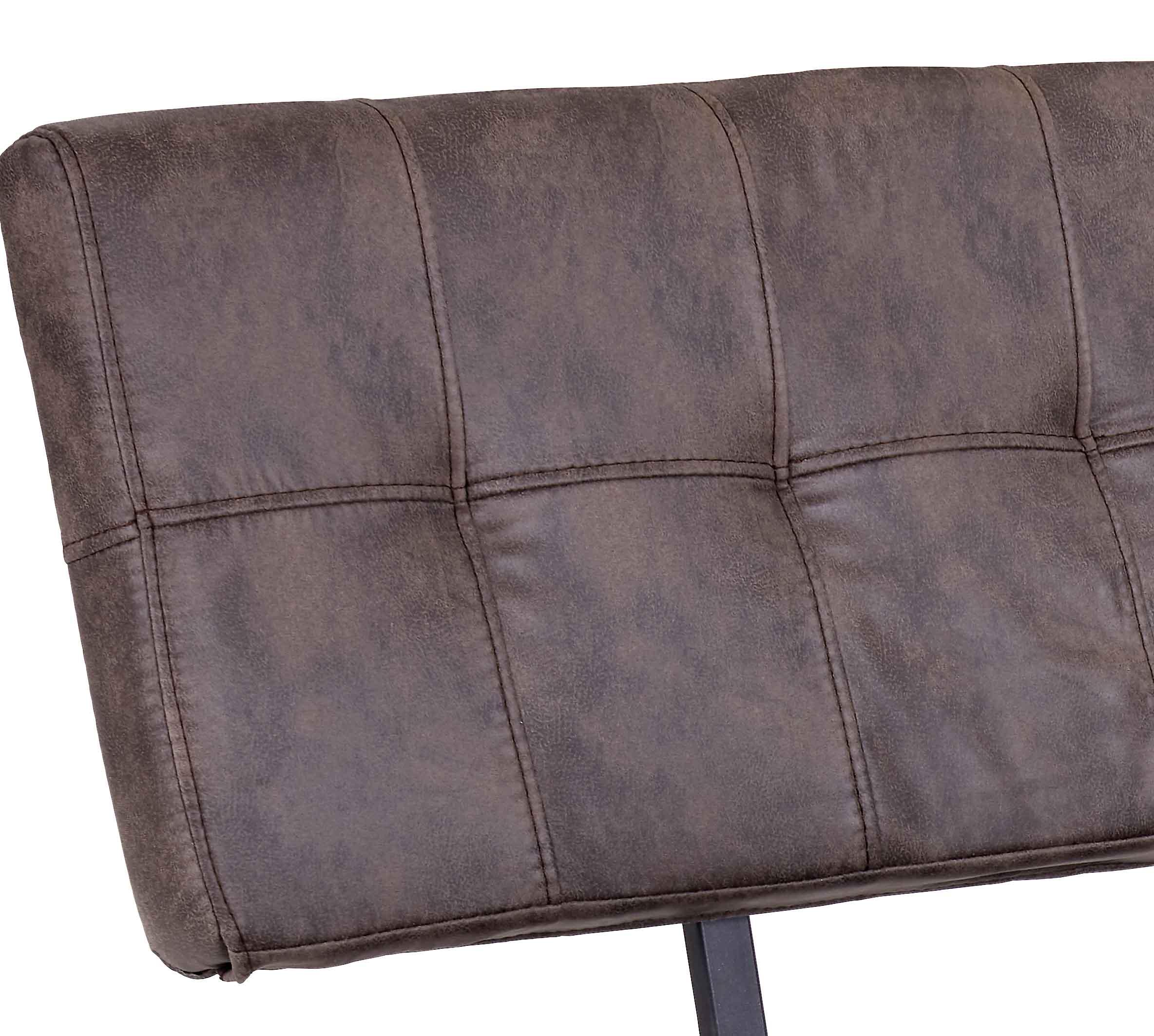 Sitzbank mit Lehne Vintage Braun Lederlook Donna B: 140cm - Anthrazit/Braun, MODERN, Textil/Metall (140/93/61cm)