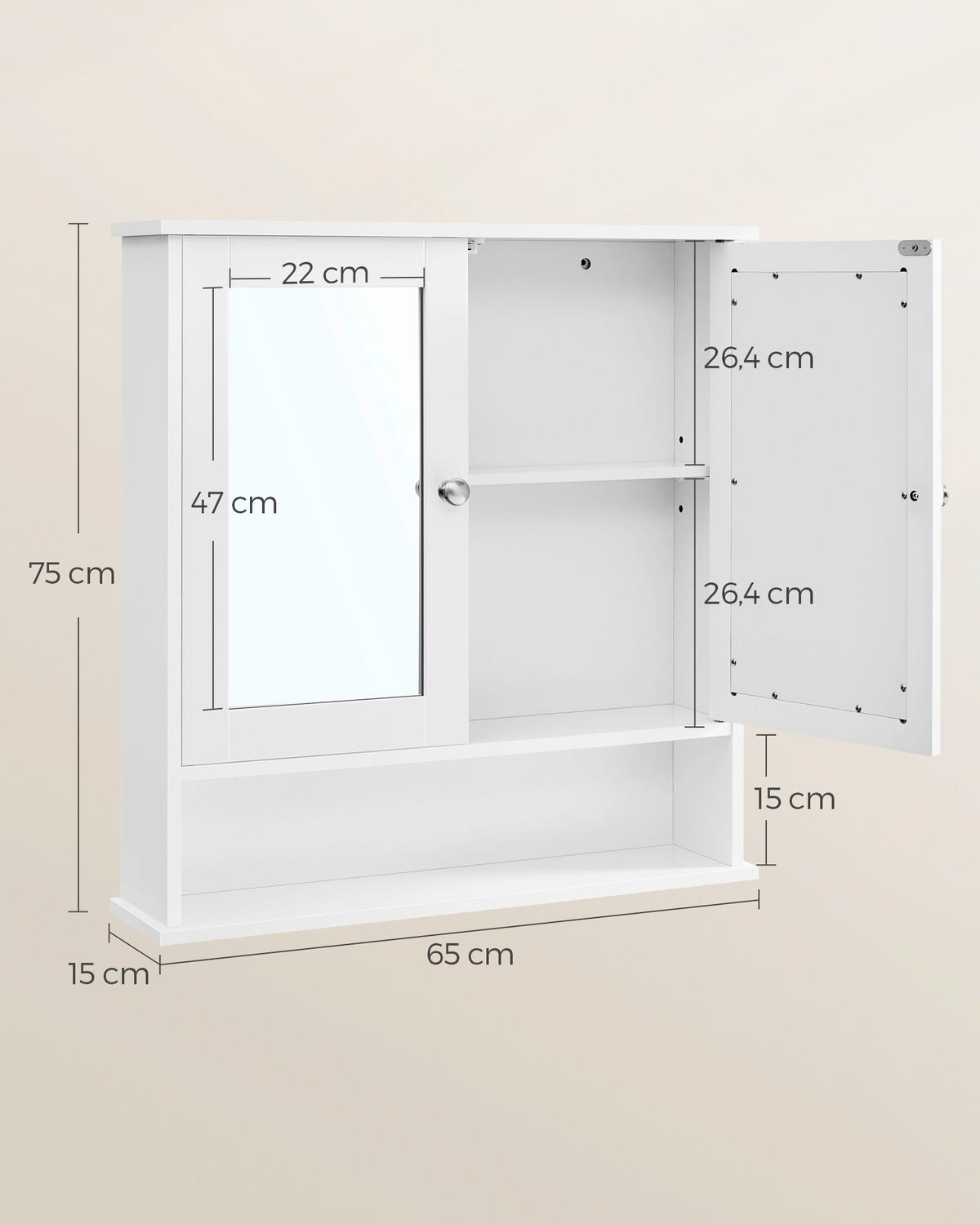 Spiegelschrank Mirror Cabinet - Weiß, MODERN, Glas/Holzwerkstoff (65/75/15cm) - MID.YOU