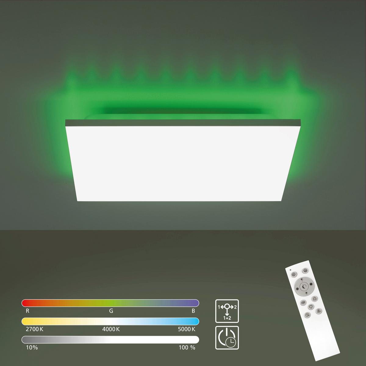 LED-Deckenleuchte Gustav L: 45 cm dimmbar mit Farbwechsler - Weiß, Design, Kunststoff/Metall (45/45/7cm)
